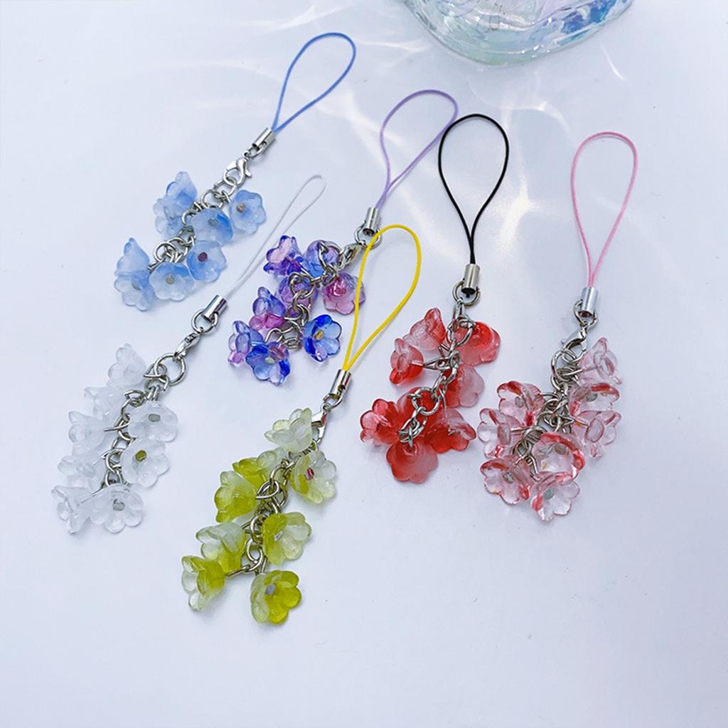 Handmade Phone Lanyard Fashionable Keychain Lilys of the Valley Flower Phone Chain Flower Phone Charm for Everyday Use