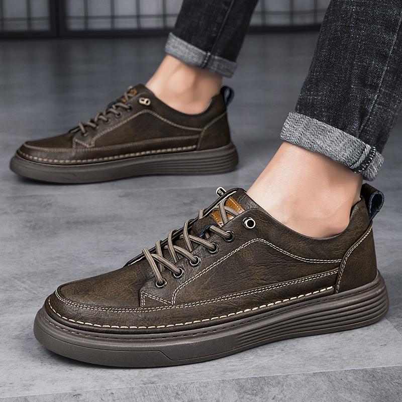 Italian Men's Casual Shoes Genuine Leather Lace Up Business Oxford Shoes Outdoor Walking Sneakers Dress Shoes Men Walking Shoes