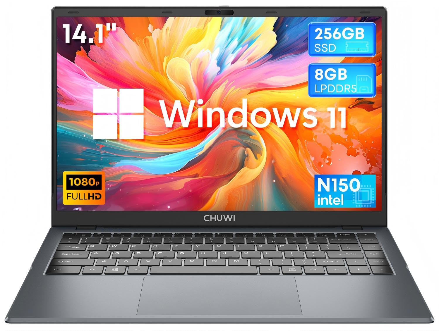 

CHUWI GemiBook XPro Slim 13th Generation N150 WIFI 6 Windows 11 8GB RAM 256GB Up to GHz SSD IPS Wide Viewing Full Lightweight Laptop, 14.1-inch