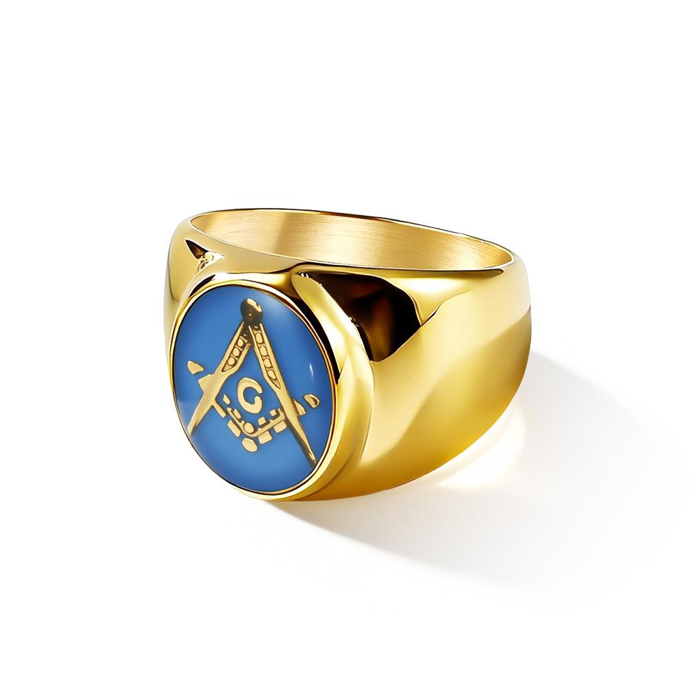 Anello AG Massonico 8K Oro e Blu Anello Timbro Vintage da Uomo 2026