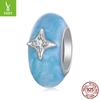 New 925 Sterling Silver Blue Dripping Oil Dream Galaxy Silicone Bead Diy Bracelet Beaded Accessories