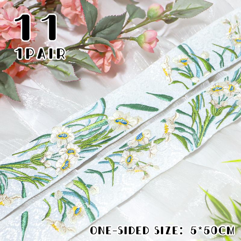 50cm Chinese Style Embroidered Lace Trim Fabric Collar Decoration for Hanfu Ancient Costume Skirt DIY Sewing Accessories