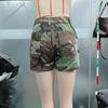 European & American Women's Camouflage Denim Shorts, Casual Comfort with Half Elastic Waistband for Summer.