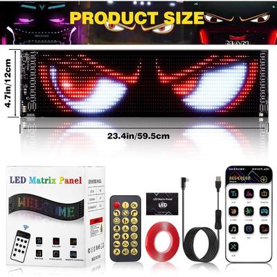 10.6"x4.7" Flexible 5V/2A Double Devil Eyes Car LED Light Digital Bluetooth APP Controlled Custom Sign for Cars Stores Hotels
