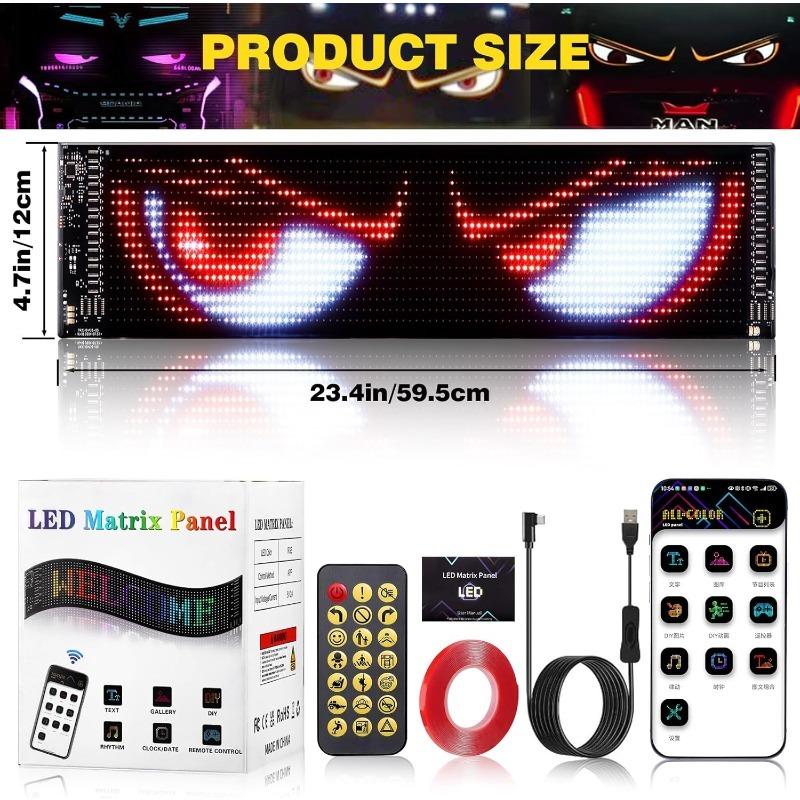 10.6"x4.7" Flexible 5V/2A Double Devil Eyes Car LED Light Digital Bluetooth APP Controlled Custom Sign for Cars Stores Hotels