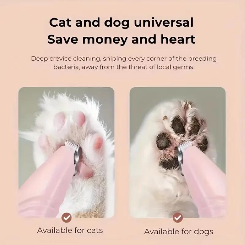 Electric Pet Paw Hair Trimmer for Cats Dogs USB Rechargeable Quiet Grooming Clippers with LED Light for Foot Ear Eye Area
