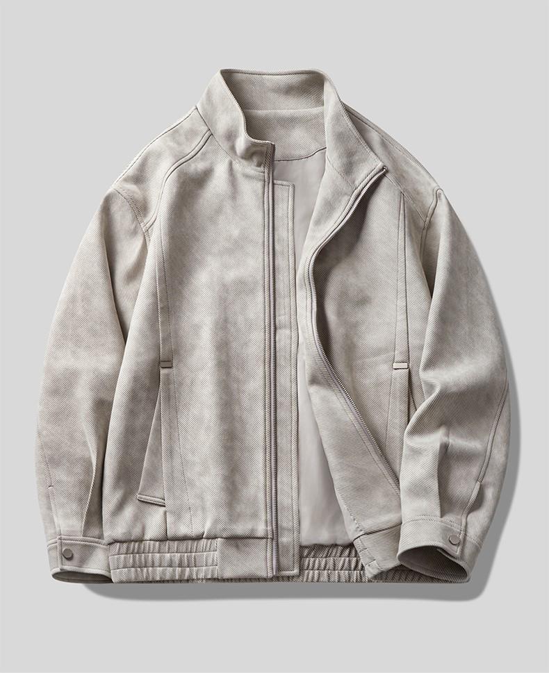 High Street Trend Suede Embossed American-Style Men's Jacket - Spring/Autumn, High-End Loose Stand Collar Design