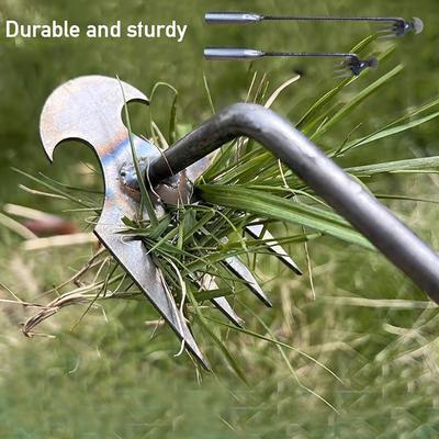 1 unidad Extractor de malas hierbas pequeño con 4 dientes, Herramientas manuales de jardinería, Herramienta removedora de malas hierbas para jardín, Herramienta desyerbadora ergonómica (El mango se puede alargar por sí mismo)