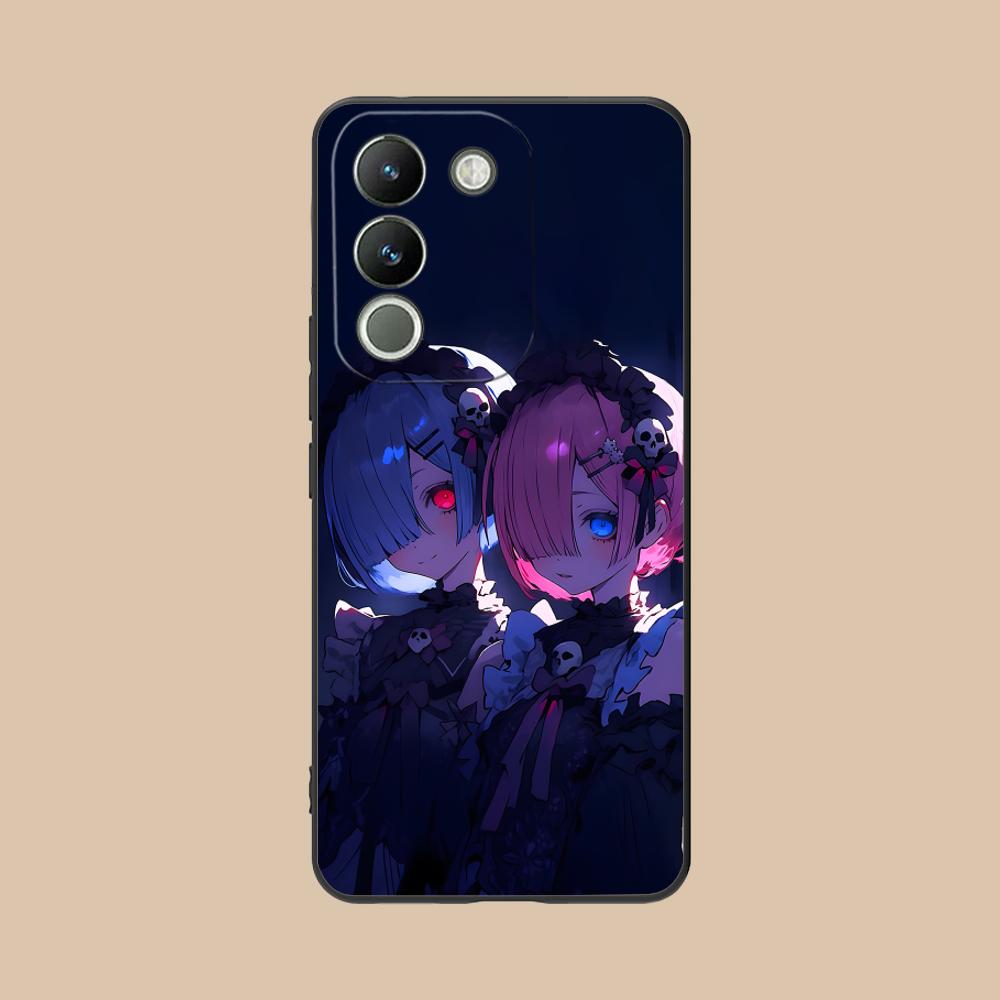 ReZero Rem Ram Matte TPU Mobile Phone Case for VIVO Y77 76 75 74 73 72 58 56 55 51 50 38 36 Y19 Y18 Y03 Y01 5G Colorful Cover