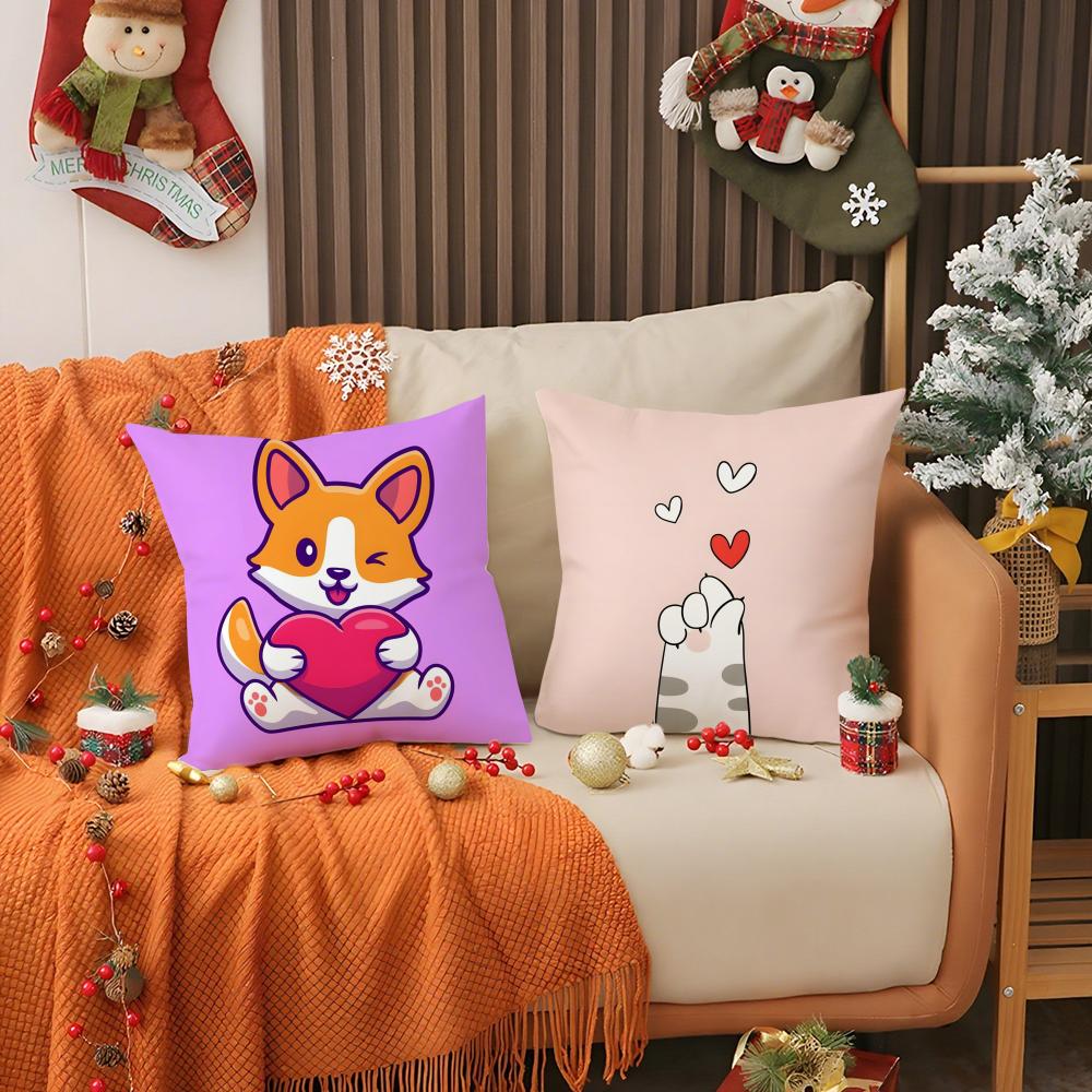 Cute Cartoon Dog Art Combination Pillow Case Pattern Printed Pillowcase for Living Room Sofa Cushion Cover & Bedroom Decor