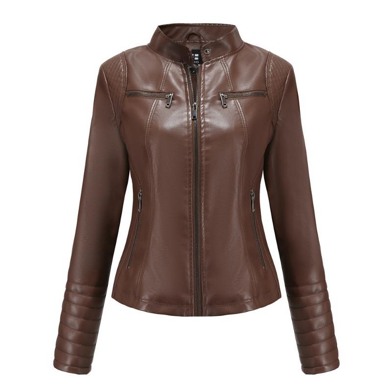 New women's leather jacket women's spring and autumn thin locomotive clothing leather jacket short fashion women's jacket