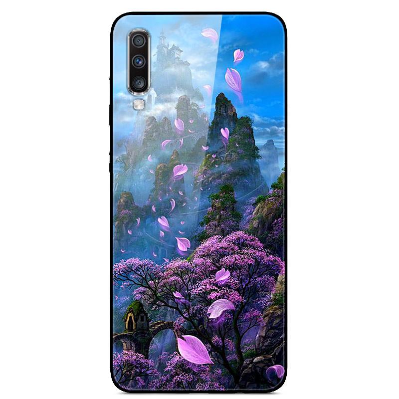 For Samsung A70 Case Cute Pattern Tempered Glass Back Hard Cover Case For Samsung Galaxy A70 Phone Cases Coque A70S A 70 Fundas