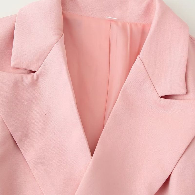 Kaslead New Women Clothes Western Style Lapel Waist Hugging Decorated Row Button Blazers Lace Skirt Set