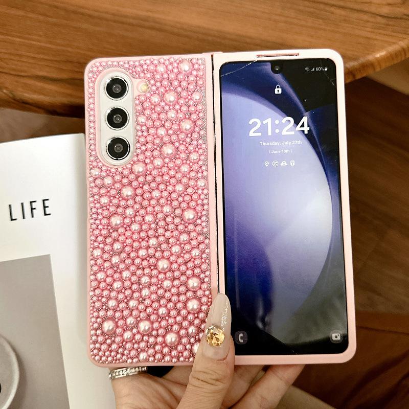 Suitable for Samsung ZFold6 Mobile Phone Case Full Screen Pearl Full Cover High End Protective Case Zfold5 Folding Mobile Phone Case 3