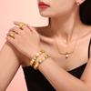 Exquisite Temperament Kaleidoscope Ring & Flower Bracelet Set in 18K Gold-Plated Titanium Steel