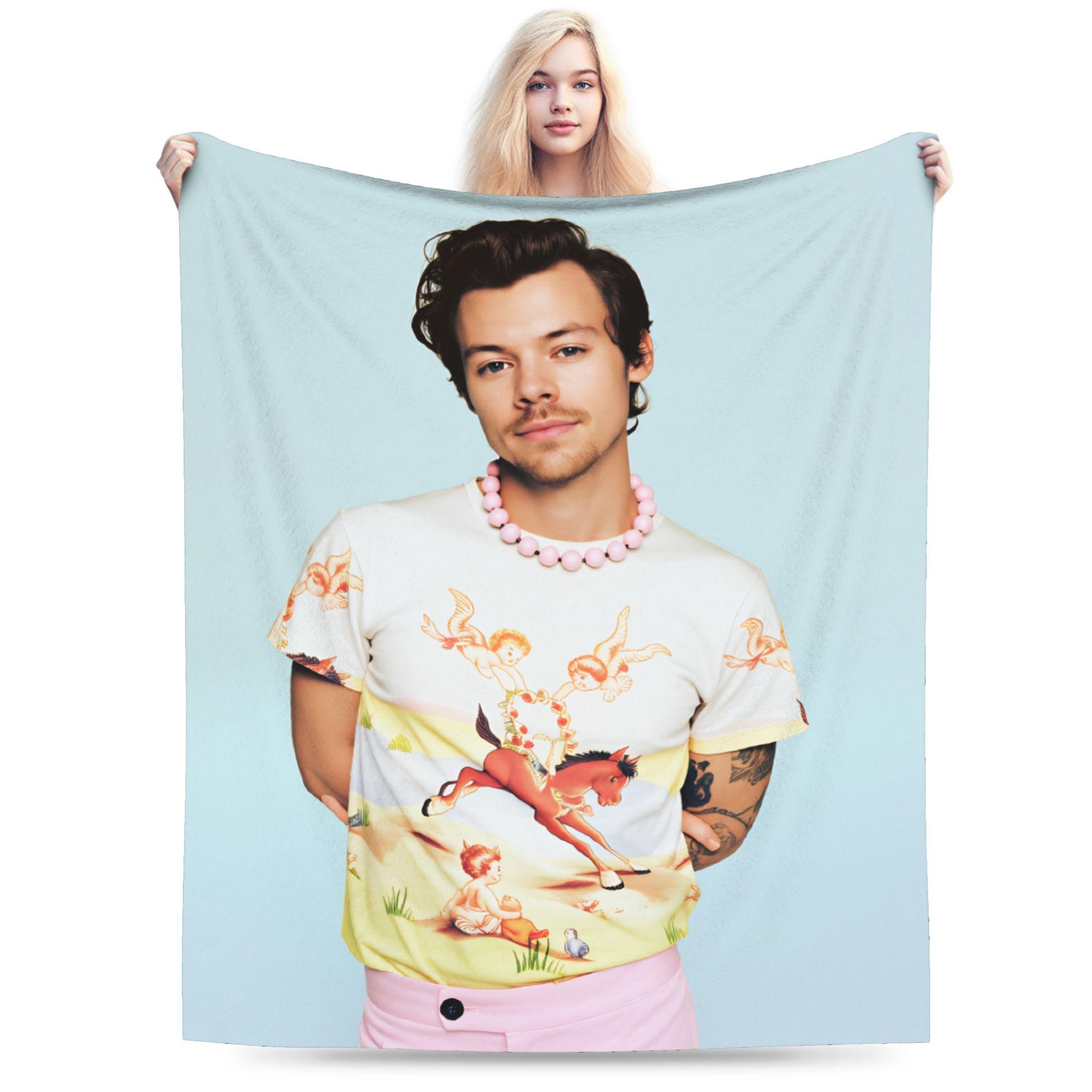 

H-Harry Styles Warm Soft Blanket Girls Boys Plush Throw Blanket Graphic Living Room Flannel Bedspread Sofa Bed Cover 75x90cm