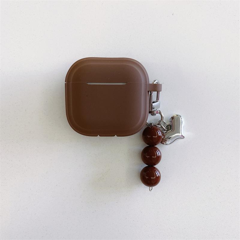 Solid color beaded heart case suitable for AirPods Pro 1st generation, 1st generation Pro 1st generation Apple Bluetooth earphone case
