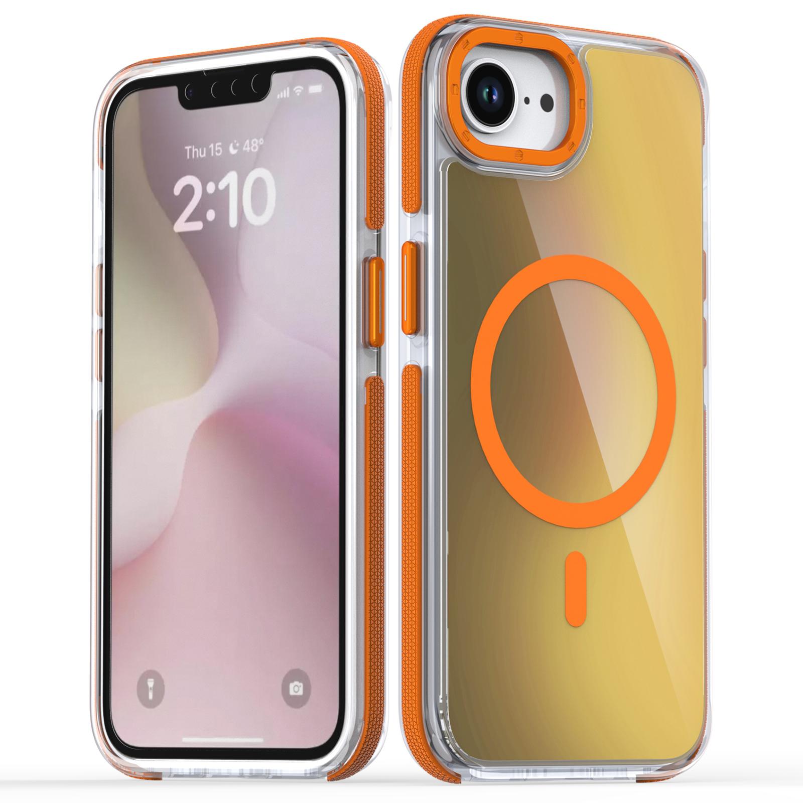 

For iPhone 16e Case Compatible with MagSafe Color Changing TPU Acrylic Phone Back Cover Orange