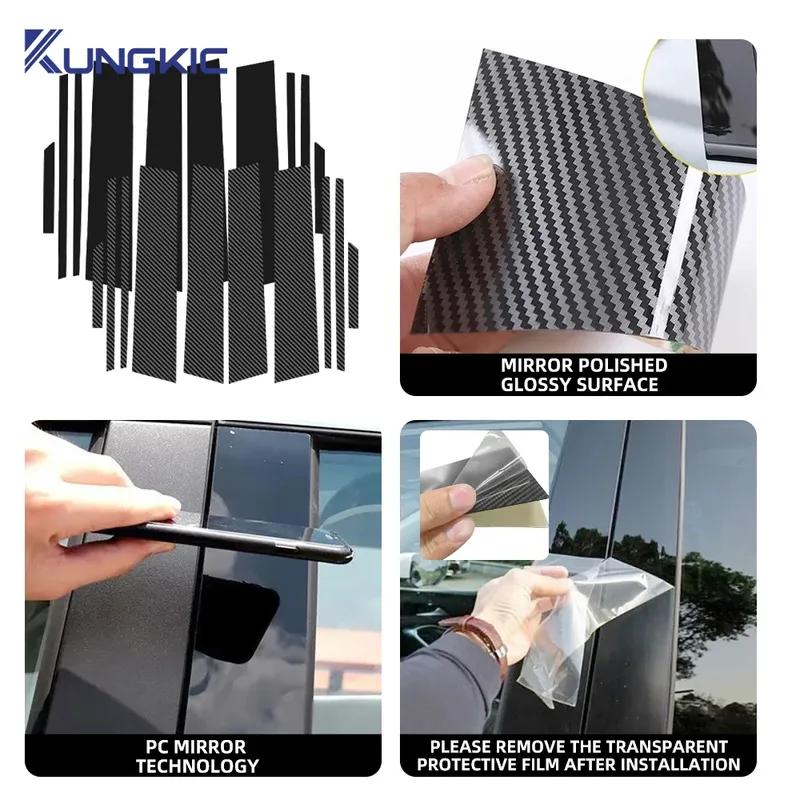 Car Window Door Column B C Pillar Post Trim Stickers For Toyota RAV4 2024 2025 Glossy Black Accessories