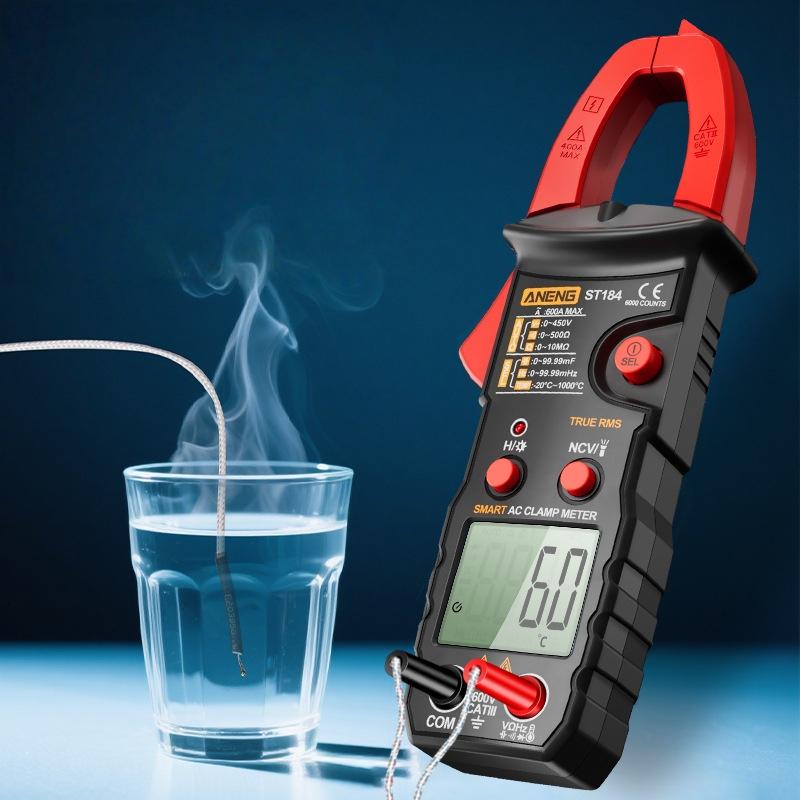 1 Zestaw Wielofunkcyjny Inteligentny Cyfrowy Miernik Cęgowy Prądu 600A St184 Ekran Lcd Tester Napięcia Z Podświetleniem
