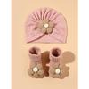 Baby Mädchen Blumenhut Socken Set Neugeborenes Kurze Socke+ Turban Hut Elastisch Weich Säugling Indische Mützen 0-12M Cuterus Baby Geschenk