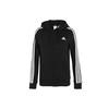 adidas Essentials 3-Stripes Full-Zip Hoodie Classic Daily Casual Soft Fleece Outerwear Black Women GL0792