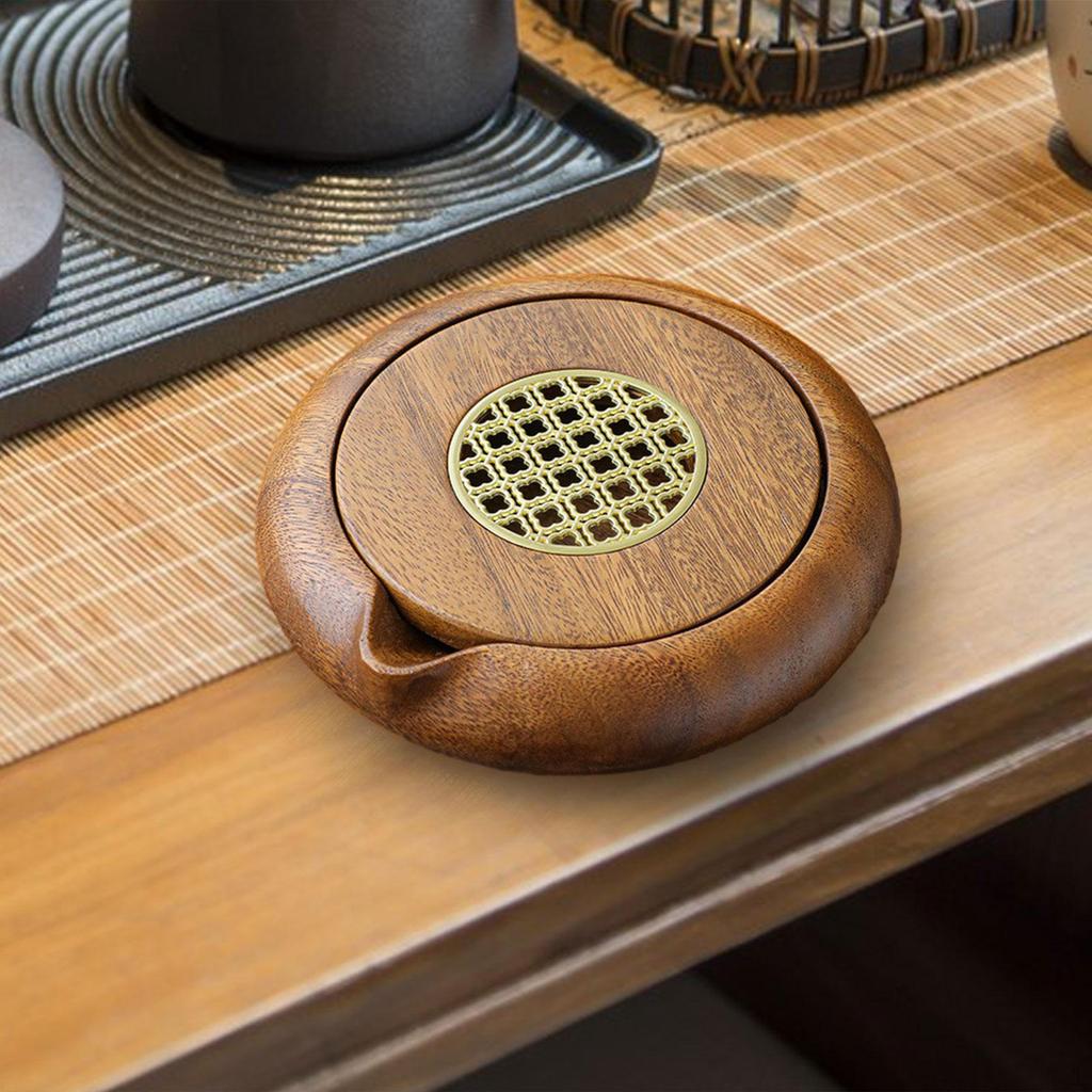 Chinese Gongfu Tea Tray Water Storage Pot Small Solid Wood Purple Sand Multipurpose Household Round