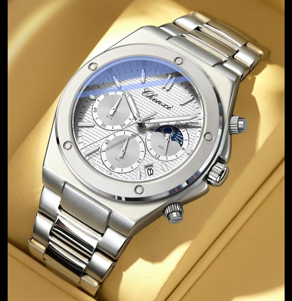 Men Multifunction Quartz Watch Luminous Waterproof Business Fashion Wristwatch
