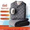 Men's Cozy Winter Underwear Set: Velvet-Lined Cardigan Jacket, Autumn Long Johns for Dad & Grandpa