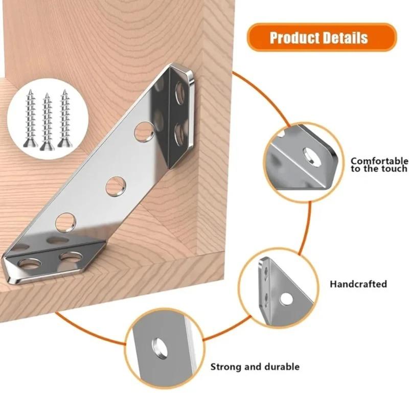20pcs Multi functional 90 degree right angle fixator Stainless steel corner code with screws Cabinet reinforcement accessories