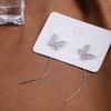 1Pair S925 Silver Needle Acrylic Square Earrings Line Tassel Chain Drop Earring Women's Ear Line Straight Jewelry Gifts