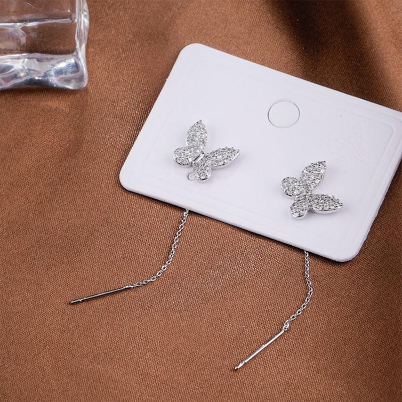 1Pair S925 Silver Needle Acrylic Square Earrings Line Tassel Chain Drop Earring Women's Ear Line Straight Jewelry Gifts