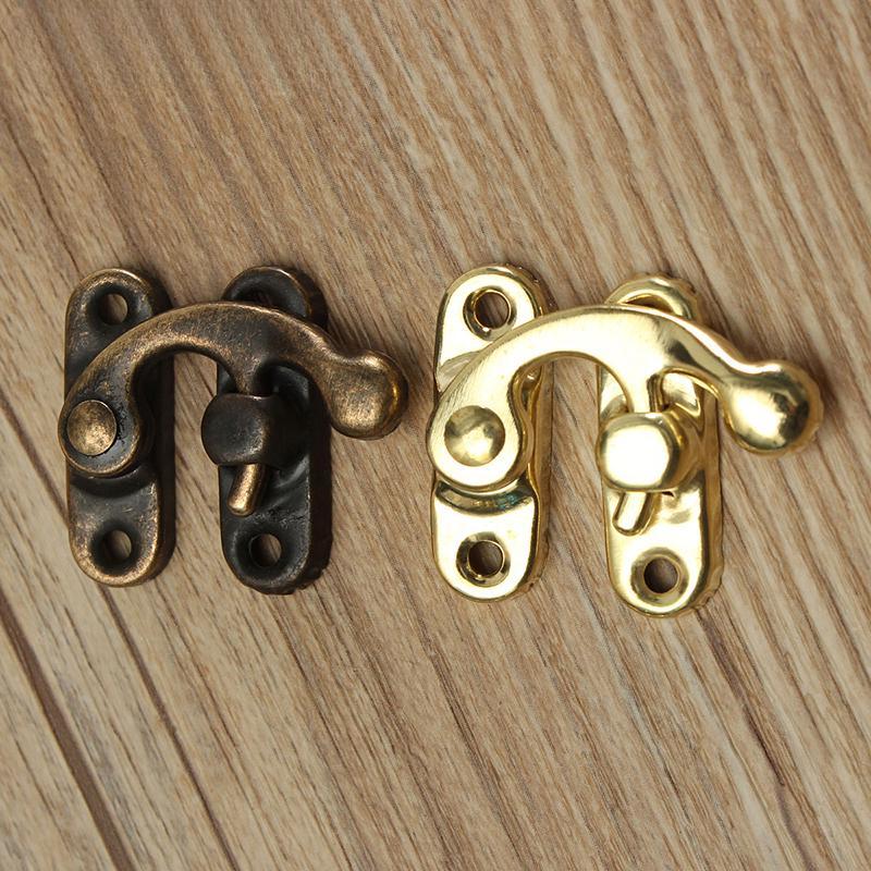 10PCS Small Antique Metal Lock Decoration Hasps Hook Wooden Jewelry Box Padlock With Screws