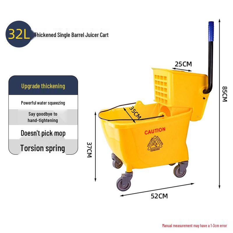 Durable Iron Wheeled Mop Bucket with Juicing Water Cart for Hotel Cleaning