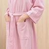 Unisex Home Water-absorbing Quick-drying Simple Home Couple Nightgown Solid Color Lace-up Long Nightgown Bathrobe
