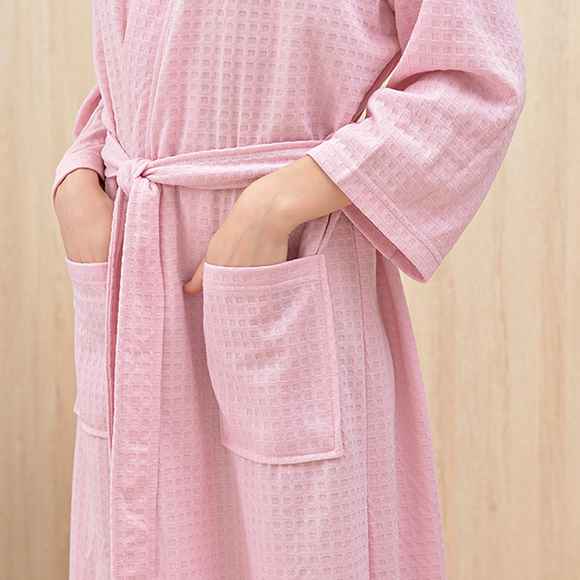 Unisex Home Water-absorbing Quick-drying Simple Home Couple Nightgown Solid Color Lace-up Long Nightgown Bathrobe