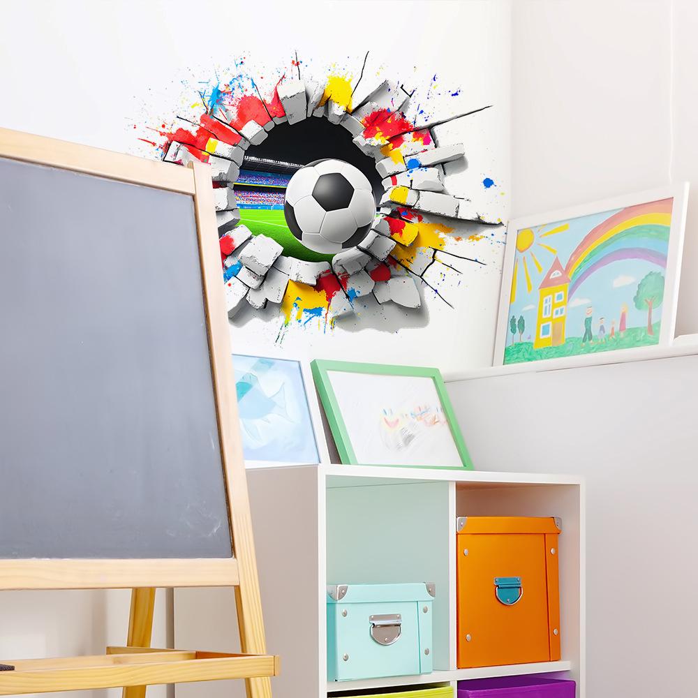 Personalized Broken Wall Football Bedroom Living Room Home Background Decoration Wall Sticker