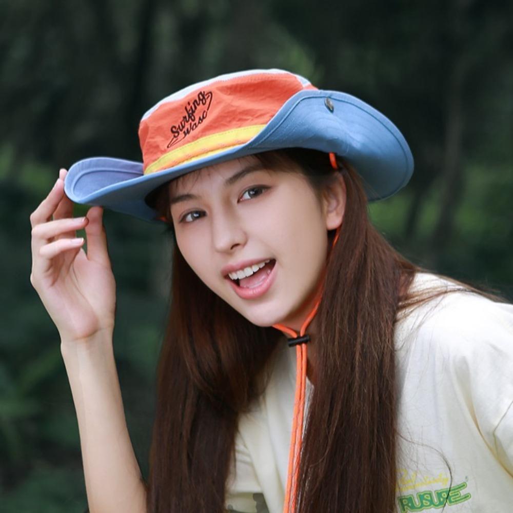 Waterproof Denim Bucket Hat Big Brimmed Panama Hat Fashion Sun Protection Hat  Camping