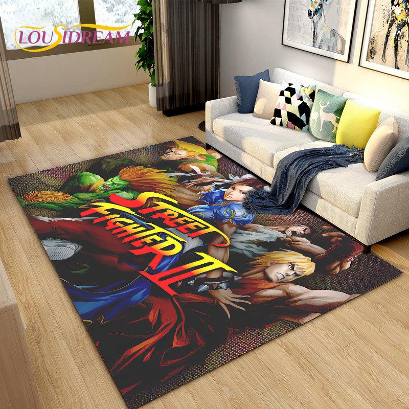 Retro Game Street Fighter Gamer Area Rug,Carpet Rug for Living Room Bedroom Sofa Doormat Decoration, Kid Play Non-slip Floor Mat