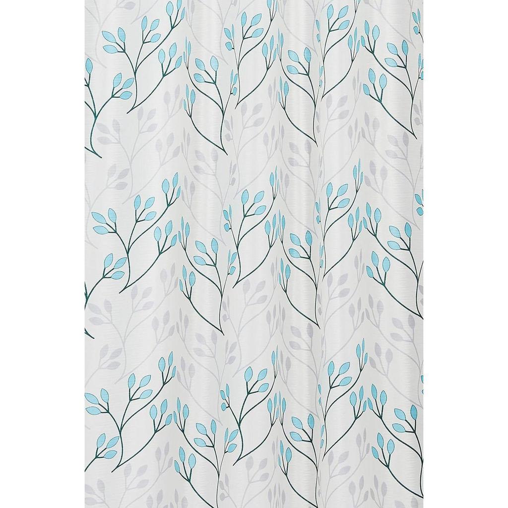 Pack of 2 Polyester Leaf Print Window Curtain Regular Print 135 GSM , White & Blue