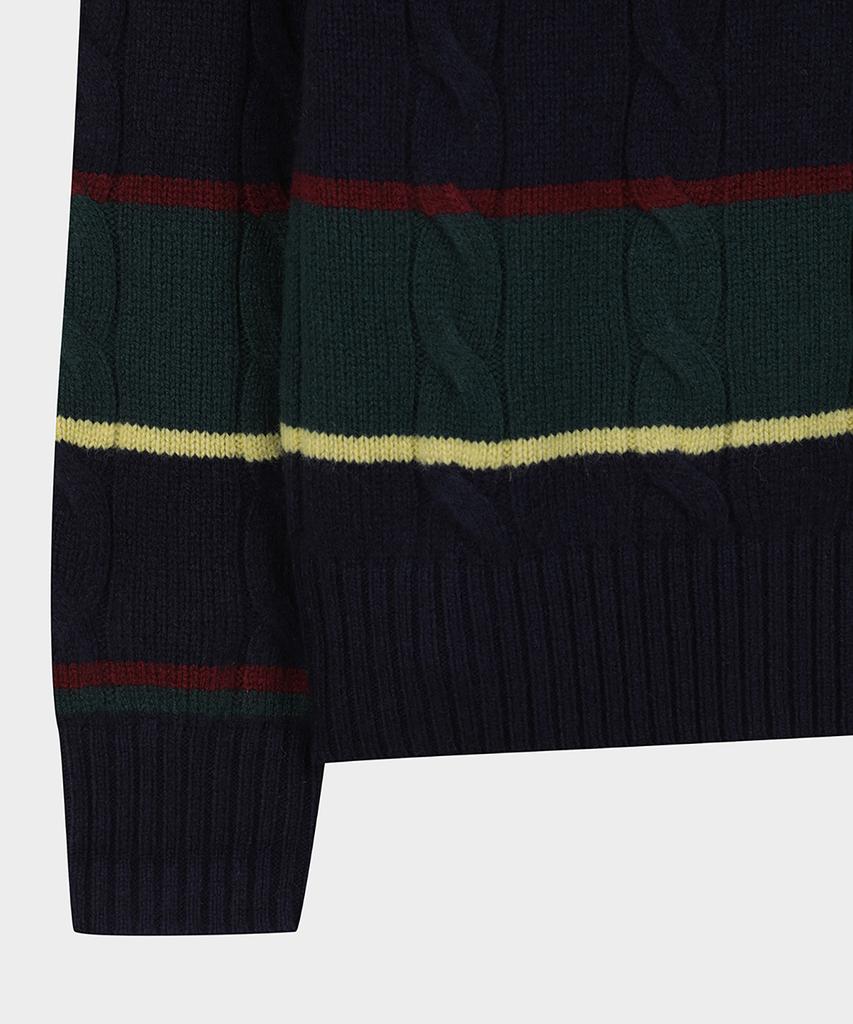 BROOKS BROTHERS Archive Cable Stripe Sweater (Multi) (Bbwrmm3889Wew)