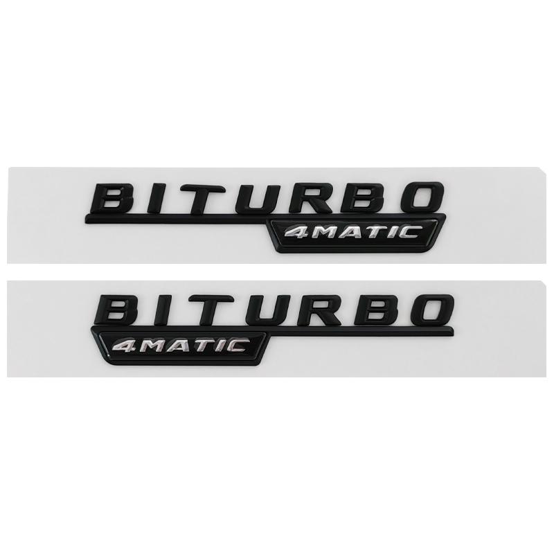 2Pcs 3D Biturbo 4matic Fender Badge Letter Emblem Sticker For Mercedes Benz C43 E43 GLC43 GLE43 Car Accessories AT1 b18