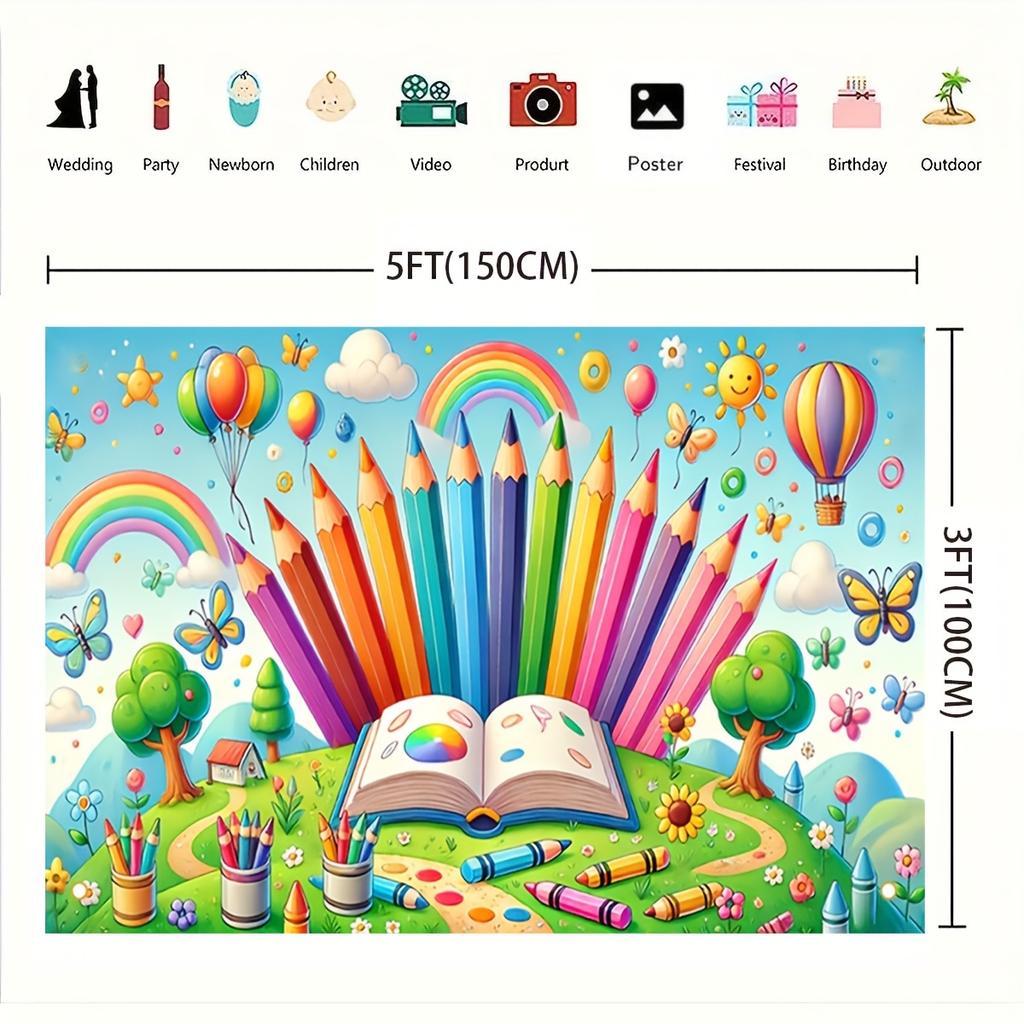 Welcome Back To School Background Banner, First Day of School Decoration Props, Classroom Supplies, Wall Decoration, 2D