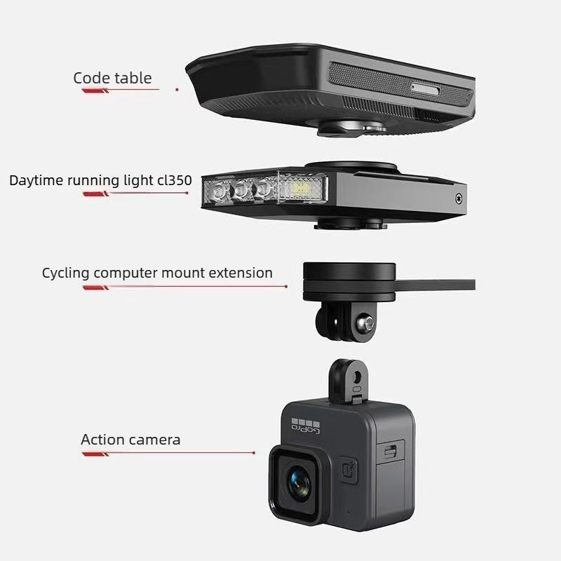 CYCLAMI CL350 Fahrradscheinwerfer für Garmin XOSS IGPSPORT Magene GPS G2 4000mAh Wiederaufladbare Fahrrad-Frontleuchte mit Gopro-Adapter