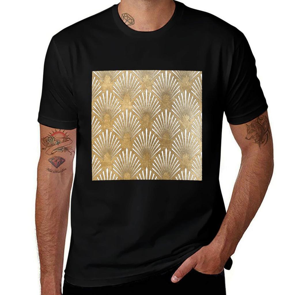 Art Deco Design Luxury Fans Tshirt Labor Work Casual Tshirt