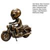 Alien Gnome Resin Statue, Sitting on Motorcycle Decorative Gnome Ornament, Waterproof Hand-Painted Garden Sculpture, for Indoor Outdoor Use