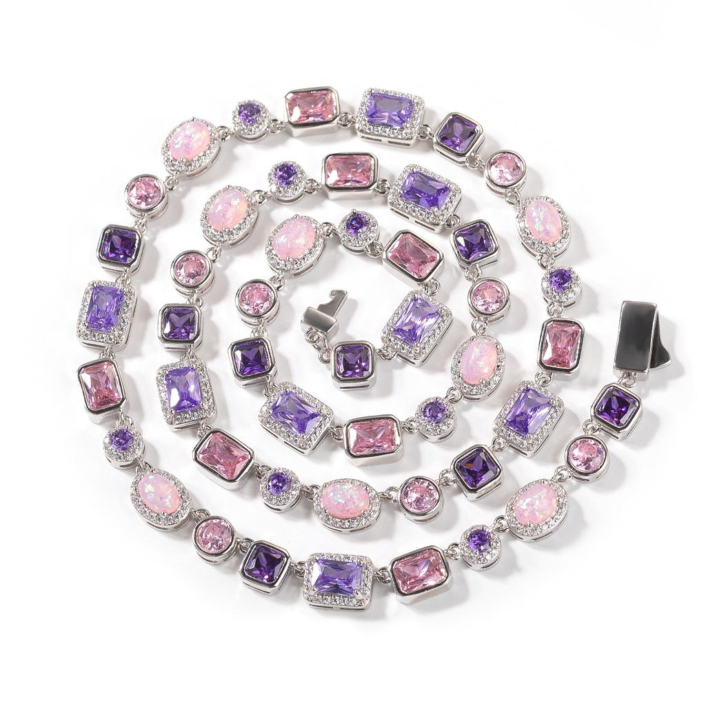 HIPHOP hip hop trend yellow opal necklace temperament light luxury copper inlaid zircon simple geometric versatile