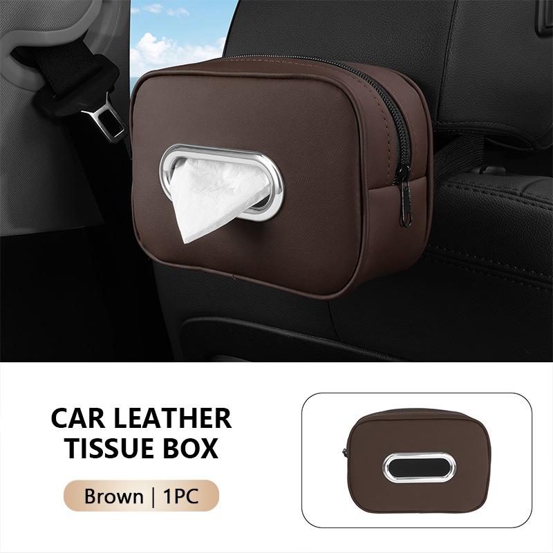 SEAMETAL Car Tissue Box Leather Sun Visor Tissue Holder Auto Interior Paper Napkin Organizer Decoration Car Accessories