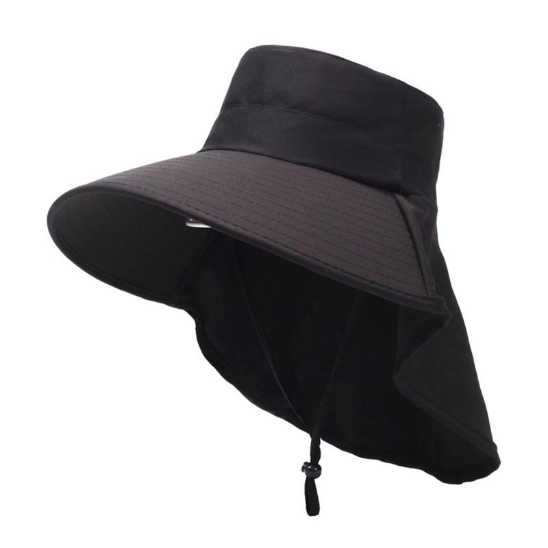 Summer Hats For Women Outdoor Uv Anti Neck Protection Sun Visors For Lady Fishing Hiking Wide Brim Shawl Sunscreen Ponytail Cap