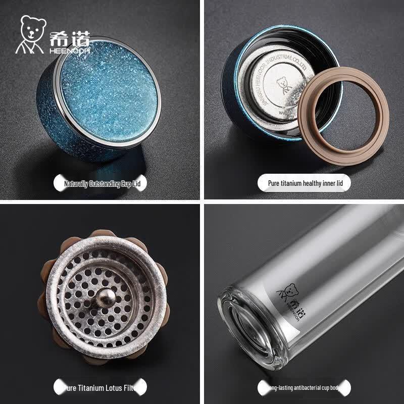 Heenoor Antibacterial Insulated Glass Tea Bottle
